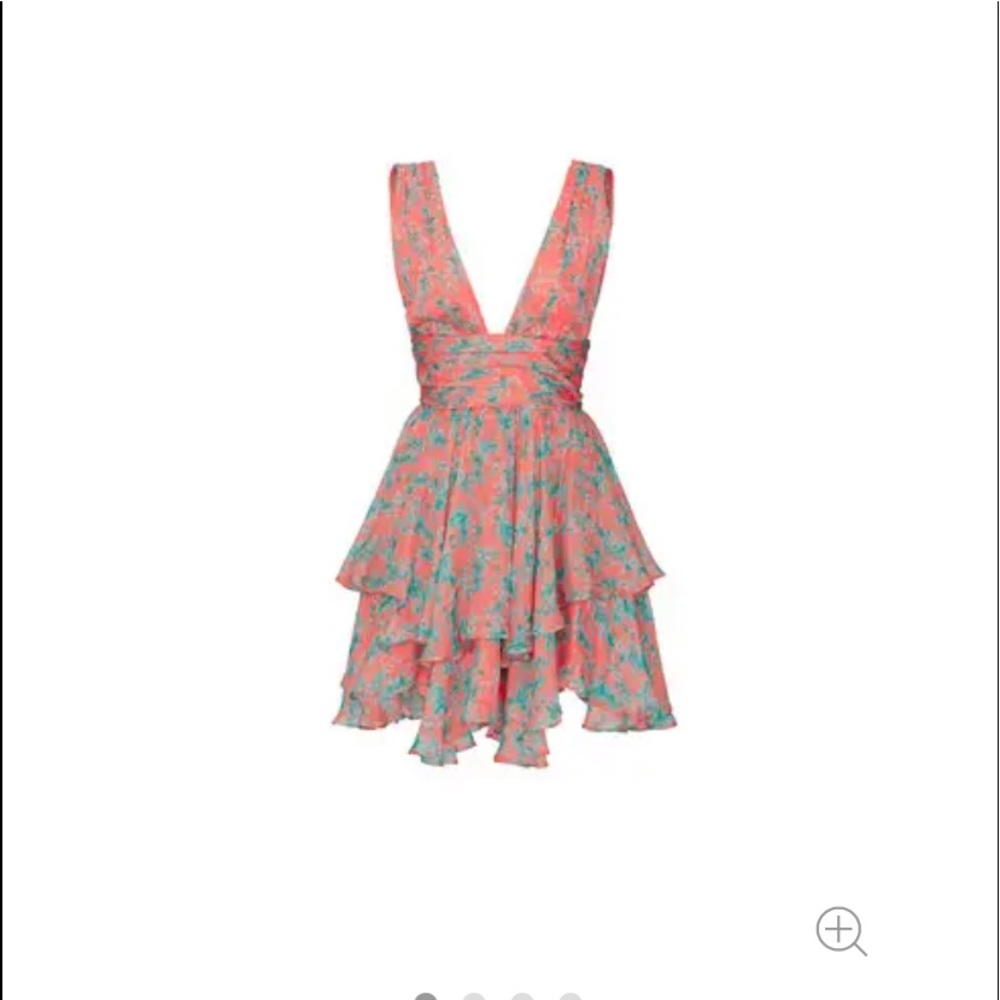 Caroline Constas Paros floral tiered mini dress